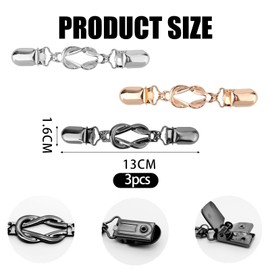 AOOTUERL Pack of 3 Cinch Clips, Cape Clips for Women Dresses Retro Cardigan Clip for Women Clothing Clasps to Tighten Clothes, Dress Shirt Button Clip for Girls