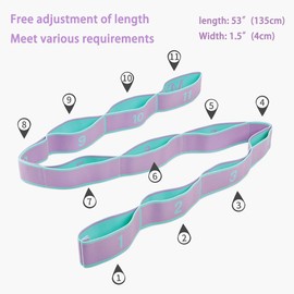 Yoga & Physical Therapy Stretching Strap with Loops, Exercise Band for Pilates, Dance, Gymnastics, & Home Workouts for Men & Women, 11-Loop (Blue)