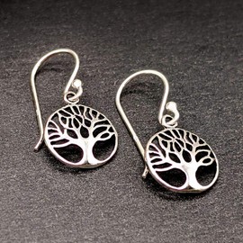 Silverly Women's 925 Sterling Silver 12 mm Small Tree of Life Dangle Earrings