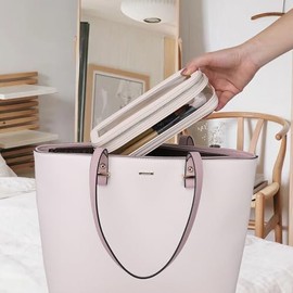 Pinkmik - Bolsa de maquillaje transparente con bolsa de cepillo para polvo, bolsa de cosméticos portátil, bolsa de aseo de viaje, esencial para el coc