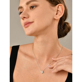 YL Initial Necklace 925 Sterling Silver Heart Letter Pendant 26 Alphabet Necklace for Women, Metal, cubiu zirconia,