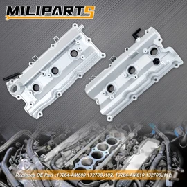 MILIPARTS Upgrade Aluminum Engine Valve Cover Set w/Gaskets Compatible with 2003-2008 Nissan 350Z Infiniti G35 FX35 M35 VQ35DE 3.5L V6 Replaces Parts 13264-AM600 13264-AM610 (Silver)