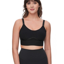 ChouChouter 4-in-1 Pumping Bra Hands Free, Low-Impact Sports Nursing Bra for Breastfeeding, Maternity Bra for Pregnancy Black