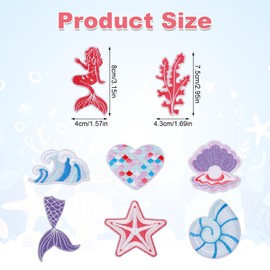 8 Pieces Iron-on Patches for Clothes, Ocean Motif Shell Iron on Embroidered Patches Embroidered Applique for Girls DIY Backpacks Hats Jeans Jackets