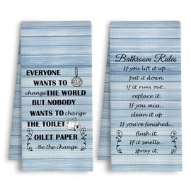 HSIASHENG Farmhouse Blue Bathroom Hand Towels, Funny Rustic Bathroom Rules Decorative Hand Towels for Bath Room Washroom Restroom Toilet, 16x24 Inch Set of 2