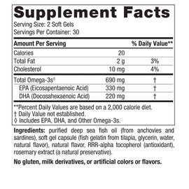 Nordic Naturals Nordic Naturals Omega-3 in Fish Gelatin, Lemon Flavor - 60 Fish Gels - 690 mg Omega-3 - Fish Oil - EPA & DHA - Immune Support, Brain & Heart Health, Optimal Wellness - Non-GMO - 30 Servings