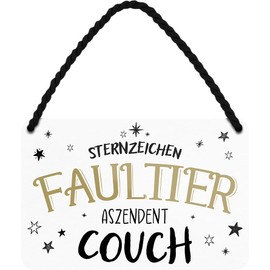 schilderkreis24 Tin Sign Funny Saying "Zodiac Sign Sloth" Decorative Gift Idea Man Woman 18 x 12 cm