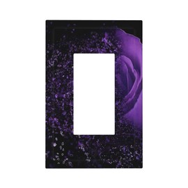 1 Gang Single Decorator GFCI/Rocker Wall Plate Romantic Women Raindrops Purple Black Rose Floral Flower Lover Art Electrical Outlet Decorative Receptacle Cover Light Switch for Dimmer, USB, Mid Size
