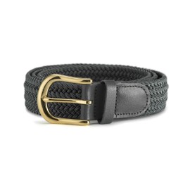 Streeze Mens/Ladies Stretch Belt ─ 30mm Wide with Gold Metal Buckle Elastic Fabric Woven Braided 11 Colours (Grey, 3XL)
