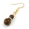 Natural Tiger Eye Stone Double Bead Drop Earrings with 925