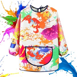 Taozoey Painting Apron, Painting Apron School, Painting Coat Child 6-12 Years with Pockets, Adjustable and Reusable Cooking Apron for Crafts, Painting, Baking, Cooking, Girls and Boys, multicoloured