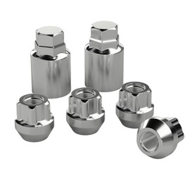 4 Chrome M12x1.5 Anti-Theft Wheel Locking Open End Lug Nut With 2PCS Socket(19mm&21mm) Replacement Mazda,Honda, Ford, Freelander