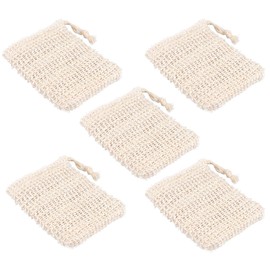 Happyyami Bolsa de Jabón Exfoliante de Malla 5 Unidades Amarillo para Ducha y Baño, Bolsa Jabonera Cordón para Guardar y Exfoliar