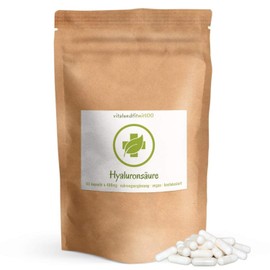 Hyaluronsäure Kapseln - 60 Stück à 400 mg - hochdosiert - gewonnen aus Fermentation - 800-1200 kDa (mikro-molekular) - 100% vegan - glutenfrei - OHNE Hilfs- u. Zusatzstoffe