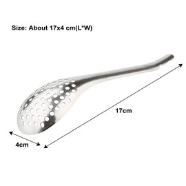 GeKLok Caviar Spoon, Egg Strainer, Spoon Filter, Stainless Steel Strainer Spoon for Cooking (Silver, 17 x 4 cm)
