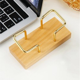 2PCS De Madera Soporte Para Exhibición De Tarjetas De Visita,Soportes de Metal Dorado para Tarjetas de Visita para Hombre y Mujer, Organizador de Tarjetas de Visita para Computadora