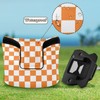 Checkered Plaid Orange Print Putter Cover PU Leather Magnetic Blade