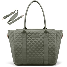 LOVEVOOK Tote Bag For Women, Large Work Tote Laptop Bag, Quilted Computer Shoulder Bags with Zipper for Travel Teacher Nurse