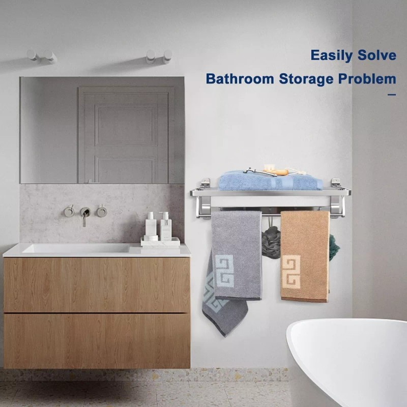 Burkey Toallero Doble Acero Inoxidable Baño De Pared Con 5