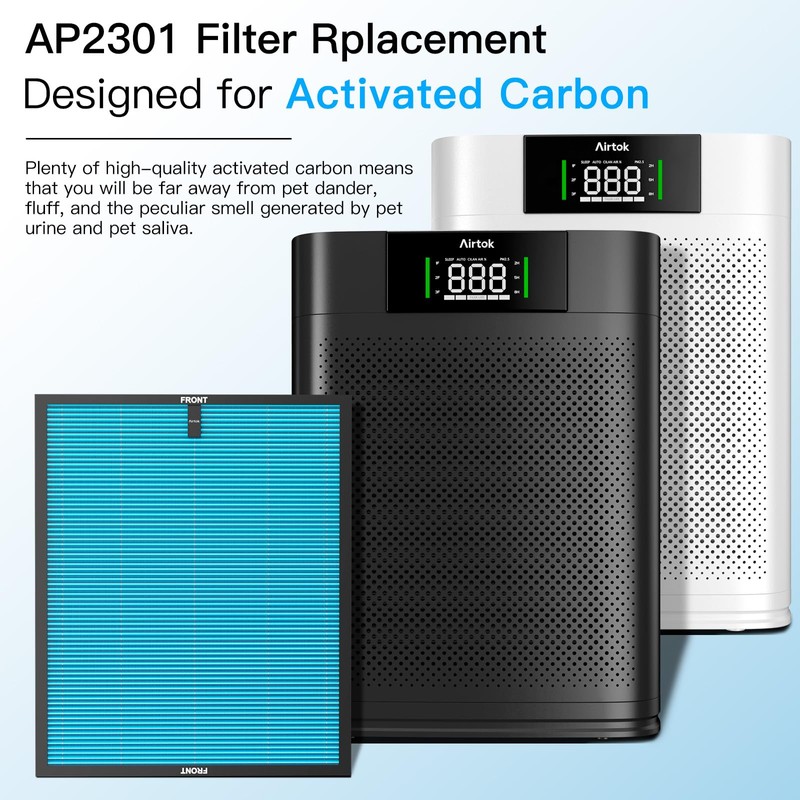 Airtok AP2301 Genuine Air Purifier Activated Carbon Filter, High-efficiency HEPA