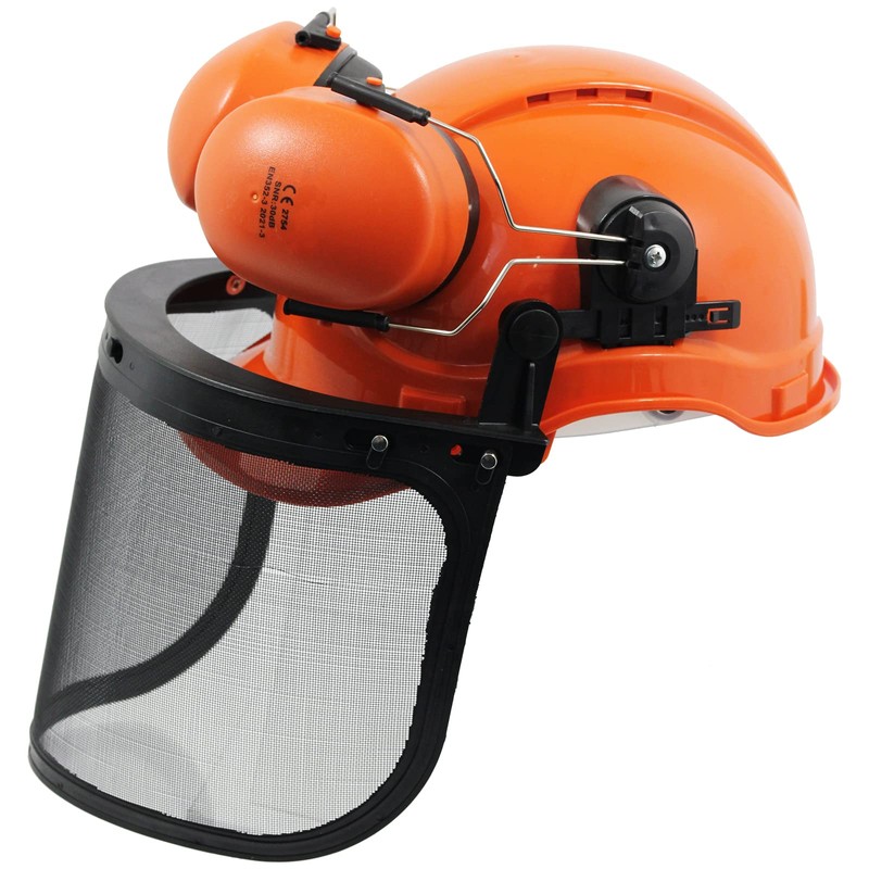 SPARES2GO Chainsaw Safety Helmet with Mesh Visor and Ear Muffs