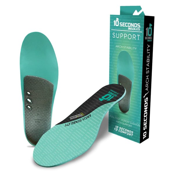 10 Seconds - 3720 Arch Stability Insole: Firm High Arch, for Everyday Comfort. Shock Absorbing Foam with Stability Plate for Long Periods of Standing Comfort. M 6/6.5, W 7.5/8