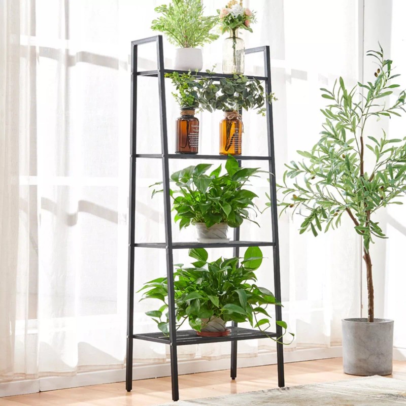 HC.LIFE Librero Organizador Minimalista Acero Carbono De 4 Niveles
