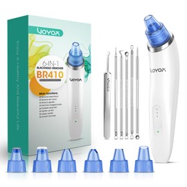 VOYOR 6-In-1 Limpiador de Poros BR410 Limpiador Puntos Negros y Espinillas Electrónico 6 Cabezales 3 Velocidades Potente Extractor Succionador de Poros Saca Quita Limpia Blackhead Poros Natriz BR410