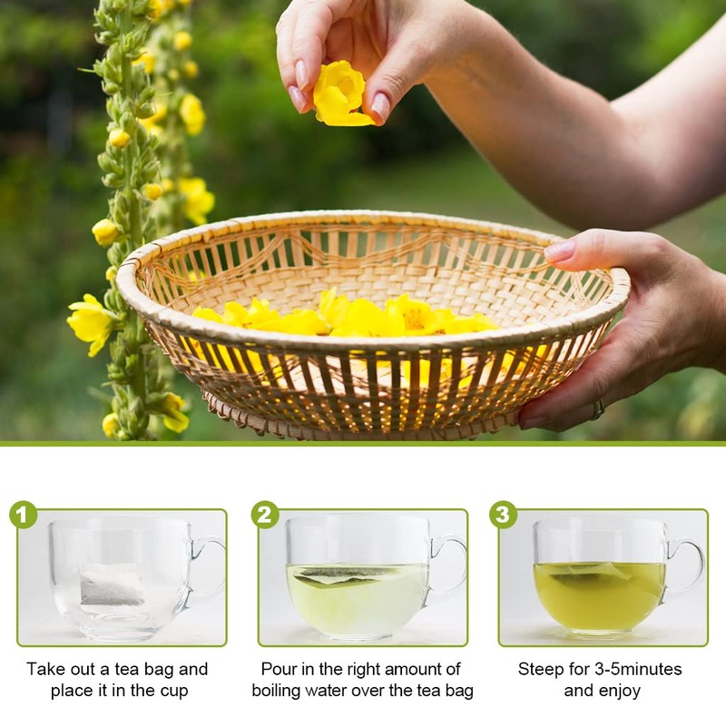 Mullein Leaf Tea, Mullein Tea Bags for Lung Cleanse, Respiratory