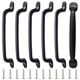 Roellgs Door Handle Furniture Pulls, 163mm, 6 Piece Black Cabinet Pulls, Metal Door Pulls for Drawers, Wardrobes, Garden Doors, Shed Doors (Classic Vertical Stripes)