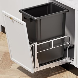 Insputer Pull Out Trash Can Under Cabinet with Tiltable 10° & 10 Gal Garbage bin, Under Sink Trash Can Kit for Kitchen, Easy to Take Out Bin, Requires Minimum Cabinets Opening 12" W X 18" D