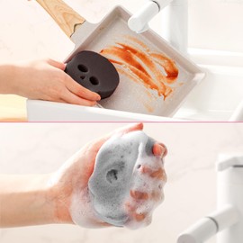 Tioncy 12 Pack Halloween Sponges Bulk Scrubber Black Skull Sponges Dual Sided Dishwashing Non Scratch Skull Kitchen Accessories Dish Scouring