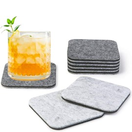 A&A Wonders Premium Felt Coasters for Drink, Two-Tone Reversible, Absorbent Felt Protects Furniture, Table, Anti Slip, Suitable for Drinks & All Table Types (Light Gray/Dark Gray, Square 6 Pack)