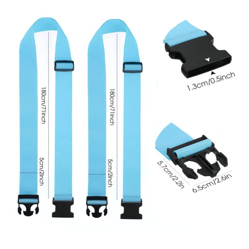 FIVEAN 4 Pack Adjustable Luggage Straps, Blue, 46"-78" / 100-188cm