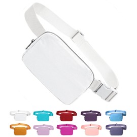 Tapp Collections Unisex Mini Crossbody Belt Bag with Adjustable Strap Small Waist Pouch for Workout Running Traveling Hiking - White