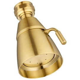 Angle Simple High Flow Shower Head, Brass Shower Sprayer for Outdoor, Adjustable Angle and Water Flow, G 1/2, Brushed Gold