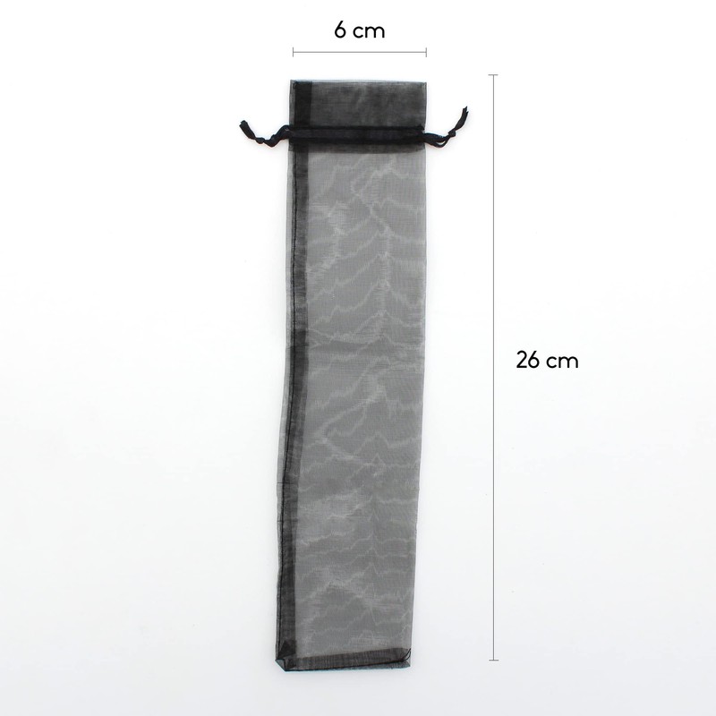 50 Black Organza Bags - Size 26cm x 6cm -