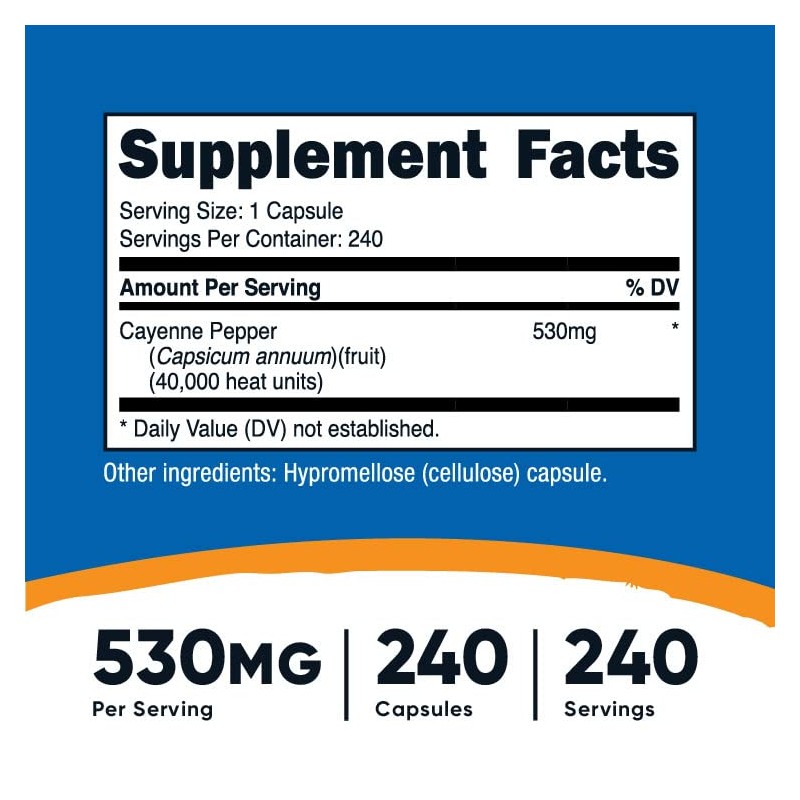 Nutricost Cayenne Pepper 530mg, 240 Capsules - 40,000 Heat Units,
