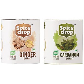 Spice Drop Spicy Tea Combo ( Natural Extract of Cardamom and Ginger ), 10ml, 180 drops, for Food, Beverages and Dessert