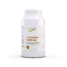 Vita World L-Ornithine 1000 mg 120 Tablets Highly Dosed Vegan Only 1 Tablet a Day Made in Germany