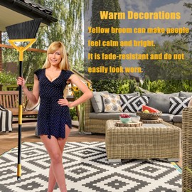 PUTNATRUE Heavy Duty Broom - Upgraded Commercial Broom Angle Brooms for Sweeping Indoor and Outdoor,Perfect House Broom Kitchen Garage Broom and Yellow Broom of Courtyard Living Room