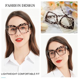 MARE AZZURO Oversized Reading Glasses Women Large Square Readers 100 125 150 175 200 225 250 275 300 350 400 500 600 (Brown, 3.00)