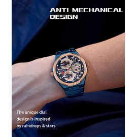 TEARTRACE Men's Watches Chronograph Analog Stop Watch Waterproof Business Casual Big FaceTT6038-CLR-DLwatches, Blue, sport