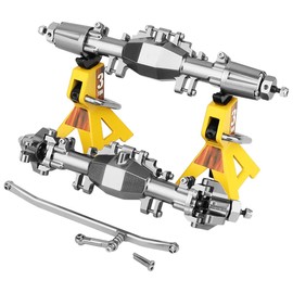Pothyes CNC Aluminum Alloy Front Rear Axle Set for LOSI Mini LMT 1/18 Digger Monster Truck Brushed RTR LOS01026 Metal Upgrade Parts (Titanium)