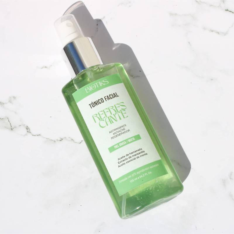 Tónico facial refrescante piel grasa/mixta, astringente, anti acné (agua de