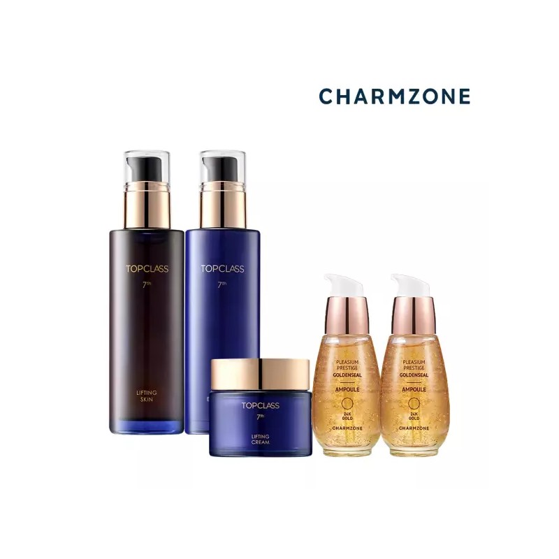Chamzone 참존 탑클래스 7세대 리프팅 탄력 기초세트 5종(스킨+에멀전+크림+골든실앰플2) Charmon Top