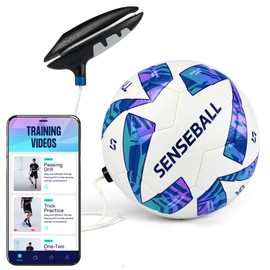 SenseBall Football Training Ball & App - Size 3, All-Level, Blue & White - Football Training Equipment for Ball Control & Coordination - Indoor Practice Sessions - Garden Practice Aid for Home Use