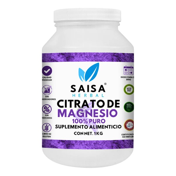 Citrato De Magnesio 1 kg Suplemento Alimenticio Sin Sabor Saisa