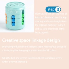 Decompression Rotating Magic Bean Toy Magic Puzzles Beads Magic Cube Toys Desk Toy,Fidget Spinner Magic Cube Toys Educational Stress Relieve Toy Anti-anxiety Toy for Kids Adults (Orange)