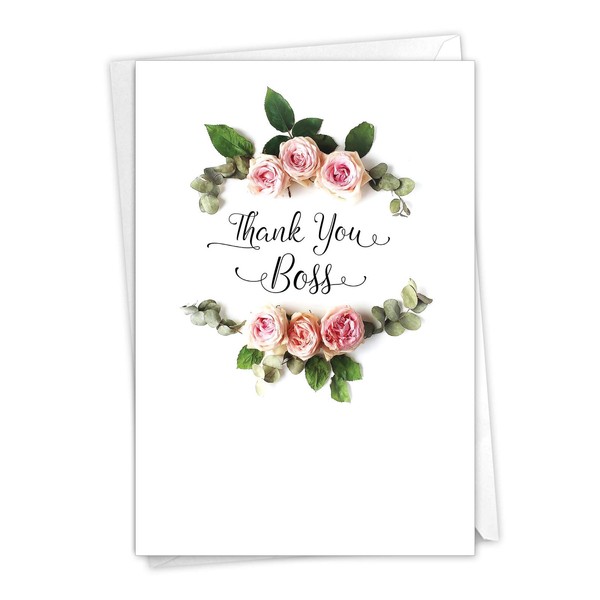 The Best Card Elegant Flowers - Boss Thank You Greeting